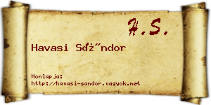 Havasi Sándor névjegykártya